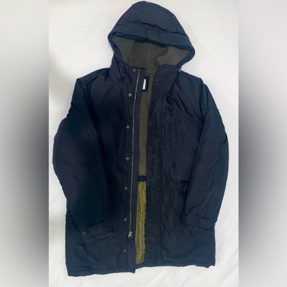 black old navy parka jacket